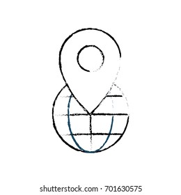 figure global earth planet with location symbol