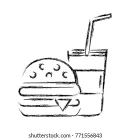 figure hamburger and beverage in the cup fast food