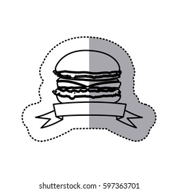 figure hamburger fast food with ribbon icon, vector illustraction design