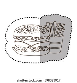 figure hamburger and fries french icon, vector illustraction design