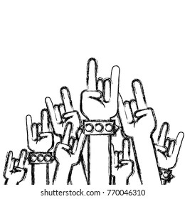 figure hands up with rock gesture symbol