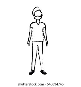 figure handsome man with beard and casual wear