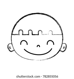 figure happy avatar boy head with hair