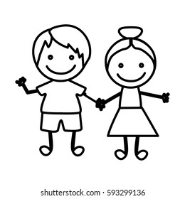 figure happy chidren with hand together icon, vector illustraction design