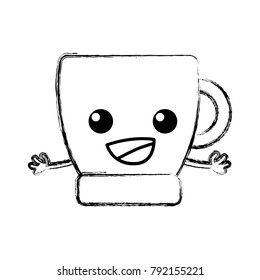 figure happy coffee cup kawaii with arms