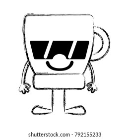 figure happy coffee cup kawaii with arms and legs