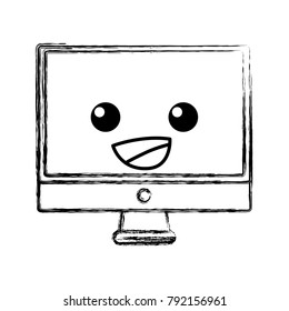 figure happy computer screen kawaii cartoon