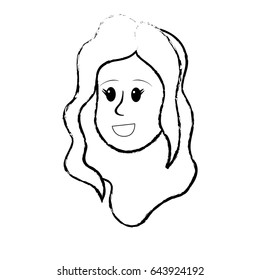 figure happy cute woman face with hairstyle