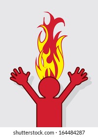 Figure with head on fire 