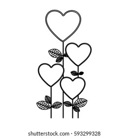 figure heart balloons trees icon, vector illustraction design