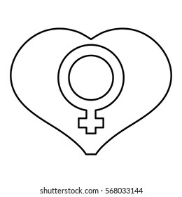 Figure heart with female symbol icon, vector illustration