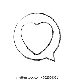 figure heart sign of love inside chat bubble