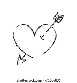 figure heart symbol of love with arrow style inside