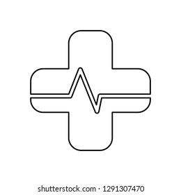 figure heartbeat inside cross icon