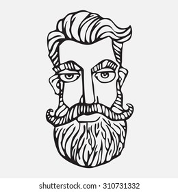 Figure hipster with a beard and mustache