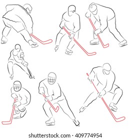 figure hockey players, hockey sticks 