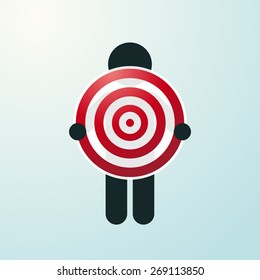 figure holding a red target