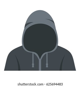 Figure in a hoodie icon flat isolated on white background vector illustration