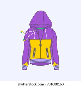 Figure in a hoodie icon flat isolated on white background vector illustration