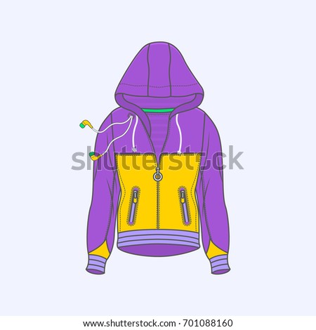 Figure in a hoodie icon flat isolated on white background vector illustration