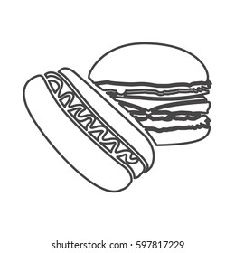 figure hot dog and hamburger icon, vector illustraction design