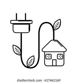 figure house with reduce power cable icon