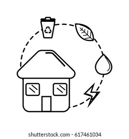 figure house with save energy, water and recycle campaign