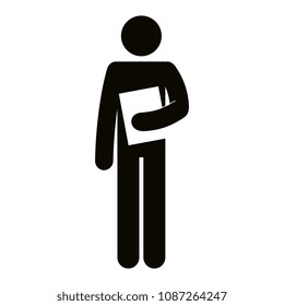 figure human with document silhouette avatar