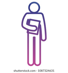 figure human with document silhouette avatar