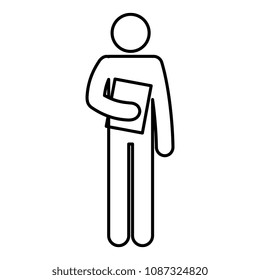 figure human with document silhouette avatar