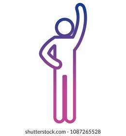 figure human with hand up silhouette avatar