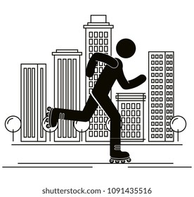figure human in skates silhouette avatar