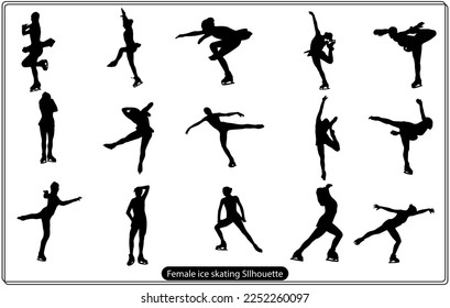 Figure ice skating vector silhouettes. Layered. Fully editable.
