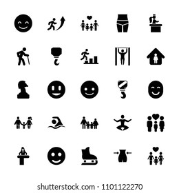 Figure icon. collection of 25 figure filled icons such as airport desk, slim, man in home, hook, smile, smiling emot, chess horse. editable figure icons for web and mobile.