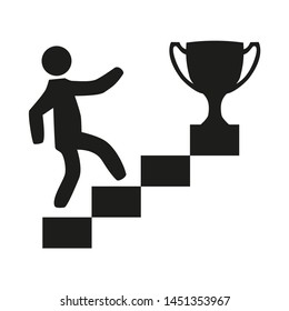In the figure, an icon of the graph of human achievements, visualizing the growth of income, economy, achievements of the employee. Icon for site, project, infographics, business, news.