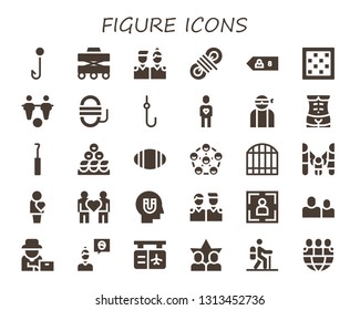 figure icon set. 30 filled figure icons.  Simple modern icons about  - Hook, Walker, Friends, Rope, Friend, Chess board, Foosball, Hacker, Human body, Rugby, Gate, Family, Human