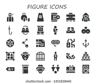 figure icon set. 30 filled figure icons.  Simple modern icons about  - Hacker, Weightlifting, Superhero, Walker, Hook, Friends, Human body, Human, 3d modeling, Rope, Dancer, Shapes