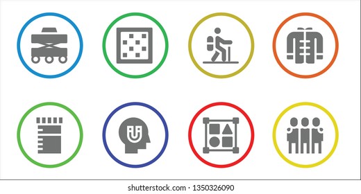 figure icon set. 8 filled figure icons.  Collection Of - Walker, Urine, Chess board, Influence, Hiking, Shapes, Wushu, Friends