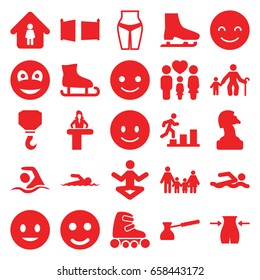 Figure icons set. set of 25 figure filled icons such as airport desk, slim, man in home, hook, smiling emot, family, smiley, turk, gate, swimming, skate rollers, ice skate