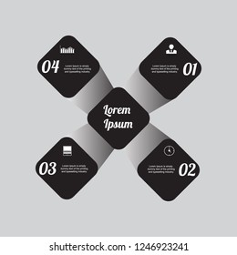 The figure is infographic in the form of 3d, infographics of black, with icons for business. Infographics for business, project, presentation.