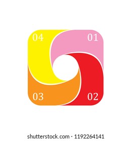 The figure is infographic in the form of a square for four positions in delicate colors. Infographic for text only with numbers. Infographics for business presentation, site, infographic for the magaz