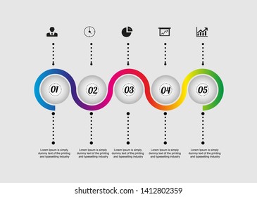 The figure is infographic in the form of a wave of different colors of color, infographic on four positions, with numbers, icons, text. Infographics for a site, a project, a presentation