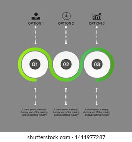 The figure is infographic in the form of a witch of lettuce color, infographic on three positions, with numbers, icons, text. Infographics for a site, a project, a presentation