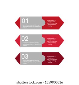 In the figure infographic on 3 positions, in the form of fastened rectangles. Infographic with numbers, with an example of text processing. Infographics for business, project, presentation.