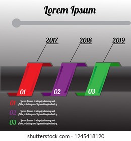 The figure is an infographic on three positions, with numbers. Infographics on a dark gradient background, perfectly matched to white and color text. Infographics for presentation, business, project.