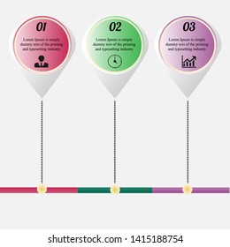 The figure is an infographic of three figures and a line on which the figures are held. Three-step infographics with icons and a place for text. Infographics for a site, a project, a presentation.