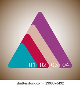 In the figure infographics for business, project, presentation. Infogaphic in the form of a triangle, with numbers in four positions.