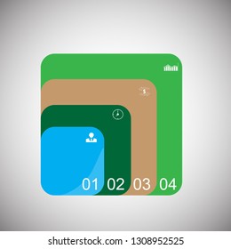 In the figure infographics for business, project, presentation. Infographics in the form of squares, for text, insert new text, infographic with icons and numbers, in three positions