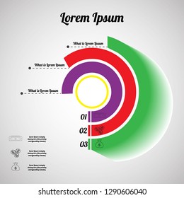 In the figure infographics in the form of circles 3d, infographics for business, project, presentation. Infographics with icons, numbers, infographics - the text can be edited.