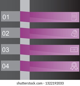 In the figure infographics in the form of rectangles curved, infographic with numbers, icons, violet color for typing text. Infographics for business, project, presentation